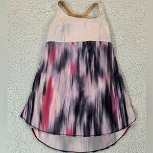 Lululemon White Tank Multicolored Bottom Built In Bra Size 6 Like New